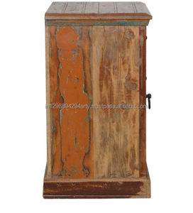 Mesita de noche de madera recuperada de estilo antiguo, mesita de noche rústica con acabado Natural para dormitorio, uso General, muebles para el hogar - Product Image 3