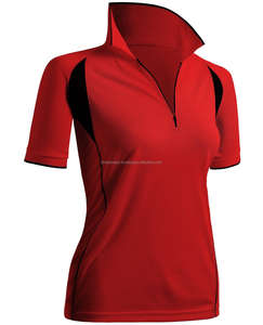 Chemise de sport à manches courtes pour femme, vêtements actifs pour dames, chemise rouge avec fermeture éclair, Polo, T-Shirts, tendance - Product Image 1