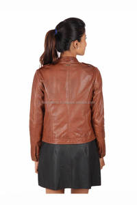 100% veste en cuir de mouton véritable pour femme avant deux poches veste femme pleine fleur - Product Image 6