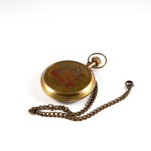 โบราณเสร็จ2 "นาฬิกาพกทองเหลืองลอนดอนพร้อมแสดงวัสดุโลหะผสมโซ่บนชั้นวาง - Product Image 4
