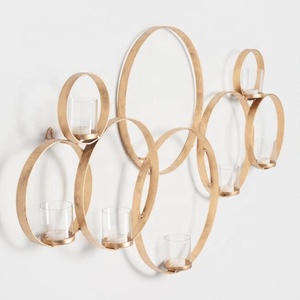 Aplique de pared de aluminio de hierro y vidrio de estilo Ins hecho a mano con soporte de vela para decoración del hogar uso interior ocasión navideña - Product Image 1