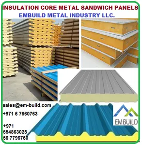 PU / PUF / PUR / PIR / rock wool/ mineral wool / EPS / Glass wool insulated sandwich panels for industrial and cold rooms