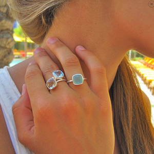 เงินชุบฟ้าบุษราคัมการตั้งค่าพลอยออกแบบแหวนแต่งงาน - Product Image 1