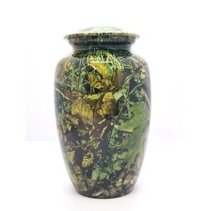 โกศโลหะที่ระลึกสำหรับผู้ใหญ่เถ้ากระดูกมนุษย์สไตล์อเมริกัน/ยุโรปมีรูปแบบใบสำหรับจัดเก็บศพทองเหลือง/อลูมิเนียม - Product Image 1