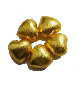 Cuentas de Latón en Forma de Corazón, Chapadas en Oro y con Acabado Cepillado - Product Image 4