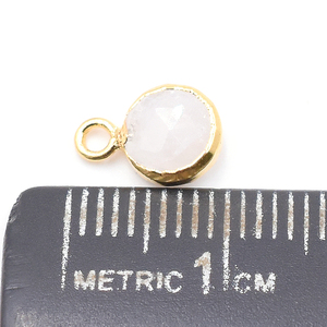 Piedra Lunar Arcoíris de 8-10 mm, Forma Redonda, Colgante Chapado en Oro de 14K y 18K con Argolla para Fabricación de Joyas - Product Image 4
