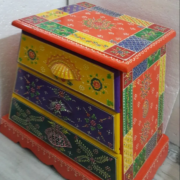 Indian Houten Mooie Traditionele 3 Lade Thuis Decoratieve Tafel/Borst