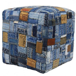 RECYCLÉ FAIT à la MAIN en GROS DENIM POUF - Product Image 1