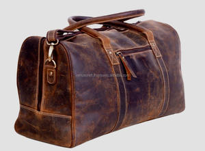 Sac polochon en cuir véritable pleine fleur pour hommes sport salle de sport voyage nuit week-end stockage fermeture à glissière Style de mode - Product Image 4