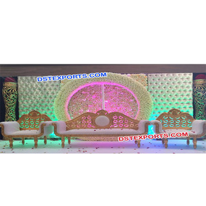 Paneles de pared de cuero para escenario de boda, decoración de escenario de boda asiática británica, color dorado - Product Image 1