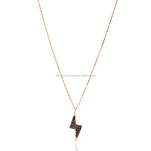 Colgante de diseño de señal Flash chapado en oro rosa para mujer, joyería de plata de ley 925, venta al por mayor - Product Image 1