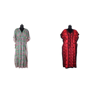 El más nuevo diseño elegante ropa de playa Kaftans cortos mujeres moda túnica Tops ropa de playa vestido Casual ala de murciélago sin mangas Kaftan corto - Product Image 1