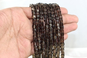 ลูกปัดควอตซ์สโมกกี้ธรรมชาติทรงลูกบาศก์เรียบ ยาว 9 นิ้ว สำหรับทำเครื่องประดับ สร้อยข้อมือ สร้อยคอ ต่างหู DIY - Product Image 4