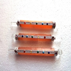 Baguette de guérison à sept chakras en sélénite orange Cristal d'agate semi-précieux naturel pour le bien-être spirituel et physique - Product Image 1