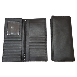 High Capacity Leather Long <b>Wallet</b> Multi Card <b>Holder</b> with ID Window Zipper Pocket for Men Wholesale Credit Card Organizer - Product Image 1