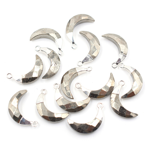 Handmade Fashion Silver Plated Pyrite Pendant <b>Moon</b> Shape <b>Charm</b> for Jewelry Making with Bail Findings - Product Image 1
