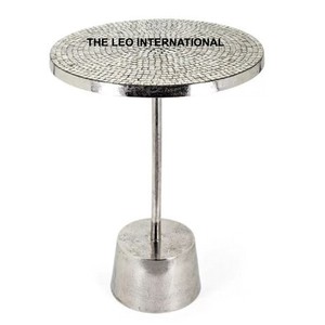 Mesa Auxiliar Decorativa de Metal, Moderna, con Tapa Redonda, para Hogar, Oficina, Dormitorio, Hotel - Product Image 1