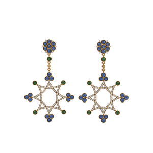 Pendientes de gota de piedras preciosas de diamante de oro amarillo de 14 quilates - Product Image 1