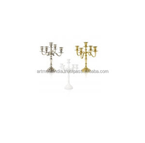 Candelabro dorado de 5 brazos de alta calidad, nuevo, plateado, de cristal - Product Image 6