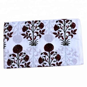 ร้อนขายย้อมอินเดียดอกไม้บล็อกพิมพ์ผ้าฝ้ายทําด้วยมือสีขาวชุดผู้หญิงทําวัสดุขายส่ง - Product Image 4