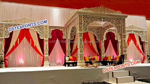 Ensemble de mandap en or pour mariage indien du sud, piliers dorés en fibre, mandap pour vivah, décoration de mandap de mariage indien de designer, Chicago - Product Image 6
