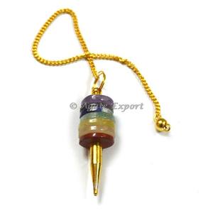 Collar de péndulo de ágata Natural de 7 Discos tallado cristales curativos de 7 Chakras piedra de donut espiritual con material de piedras preciosas - Product Image 1