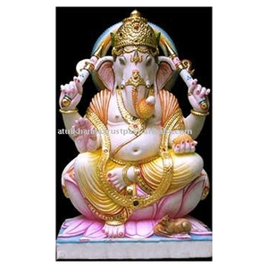 Estatua de Ganesha de mármol pintado - Product Image 1