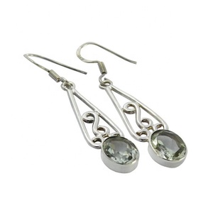 Pendientes de piedras preciosas de amatista verde natural, joyería de plata de ley 925 sólida para mujeres y niñas a la moda - Product Image 1