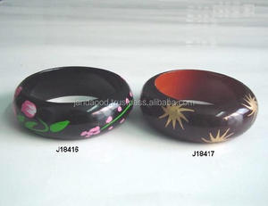 Los patrones modernos de brazalete de madera pintados a mano pueden ser según la solicitud de los compradores Regalo de brazalete de madera pintado a mano para mujeres y niñas - Product Image 2