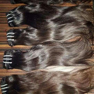 Extensions naturelles brésiliennes lisses, lot de 4 bandes de cheveux humains, 100% vierges, non traités