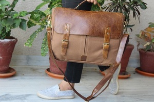 Handmade Genuine Leather Briefcase Handbag <b>Laptop</b> Messenger Unisex Bag - Product Image 2