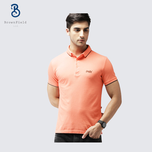 OEM personalizado Slim Fit azul Casual para Polo camisa 100% piqué algodón bordado raya doble punta 220g talla grande tela de punto - Product Image 4
