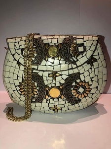 Bolso de Mensajero Estilo Bohemio Indio con Mosaico, Bolso de Mano de Lujo para Eventos Nocturnos, Bolso de Mano Metálico para Mujer, Bolso de Mano Boho para Bodas, Hecho a Mano, Venta al por Mayor - Product Image 2