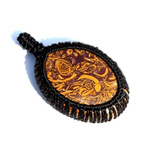 Sange Maryam Jasper Ovale Forme Macramé Cordon Wrap Pendentif - Product Image 3