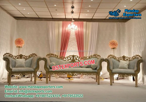 ชุดโซฟาสีทองสำหรับงานแต่งงาน,ชุดโซฟาสวยหรูดีไซน์ใหม่แกะสลักสีทองเฟอร์นิเจอร์สำหรับเวทีงานแต่ง - Product Image 6