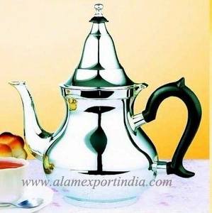 กาต้มกาแฟโมร็อกโกทองเหลืองแกะสลักขัดเงาและชุบเงิน พร้อมปรับแต่งขนาดได้ - Product Image 3