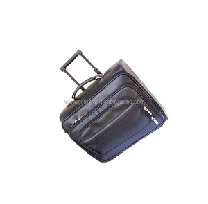 Trolley de voyage en cuir noir à roulettes - Product Image 1