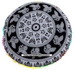 Funda de algodón para PUF, estampado de animales de Mandala, textil para el hogar, estampado de elefante, funda de cojín para suelo hecha a mano de 32 pulgadas por consignadores indios - Product Image 4