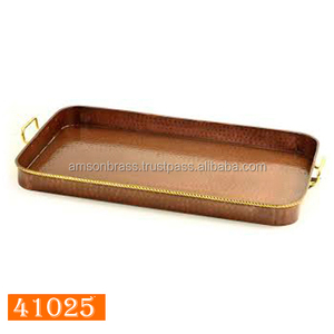 Bandeja de cobre de alta calidad de Metal clásico de diseñador, bandeja de servicio moderna de diseñador martillado de cobre puro a bajo precio - Product Image 1