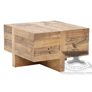 RUSTIQUE VERT Durable Élégant Style Industriel Bois Massif Chemin De Fer Dormeur Table Basse pour Usage Domestique Élégant Salon Meubles - Product Image 4