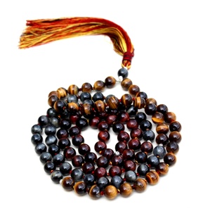 Collar de Yoga con borla de ojo de tigre, cadena de cuentas redondas, hecha a mano, con cuentas de artista indio - Product Image 1