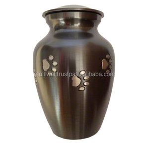 Urnes de crémation pour animaux de compagnie en laiton avec empreinte de patte blanche pour cendres - Product Image 2