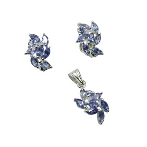 Exceptional Creative Design 925 Sterling Silver Genuine Tanzanite Gemstone Earring <b>Set</b> Supplier and Exporter - Product Image 1