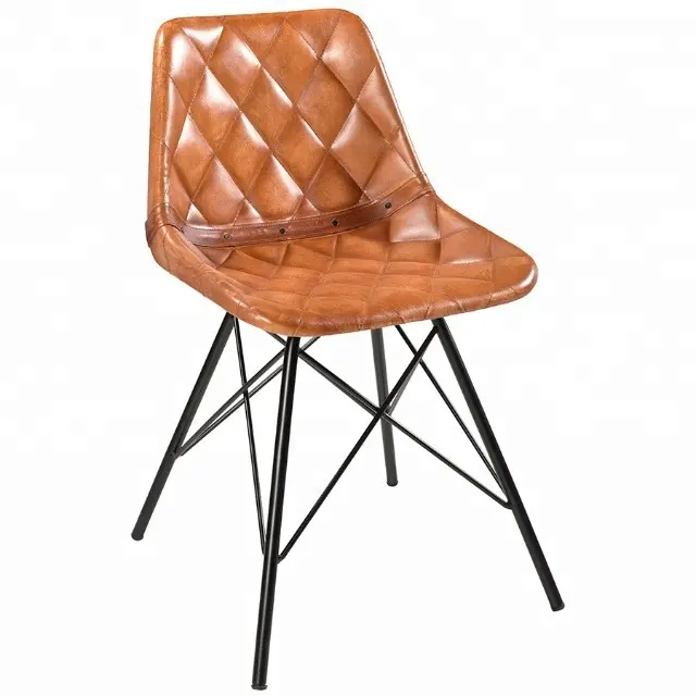Литой кожаный обеденный стул с мягкой обивкой, обеденные стулья для ресторана, кофейни, с металлическими ножками