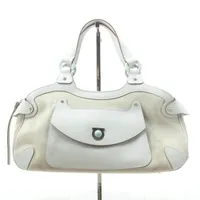 Used Luxury designer Handbag Ferragamo White Suede & Smooth Leather handbags for bulk wholesale from Japan