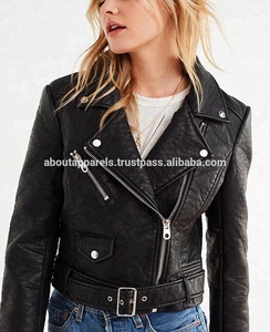 Nouvelle veste en cuir d'agneau véritable pour femmes 2026, mode féminine, moto et manteau, décoration brodée à rayures, dernier design - Product Image 2