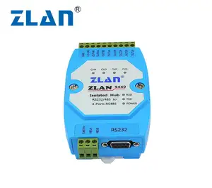 ZLAN9440 4 通道 RS485 集线器工业隔离继电器扩展 RS232 到 485 转换器