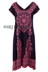 Vestido Corto Tipo Túnica para Mujer, Estilo Bohemio Sexy, Mandala, Color Rosa Brillante, Bordado Aari, Dobladillo con Flecos, Cuello Barco, Superventas - Product Image 3