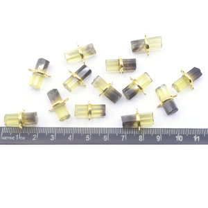 Forma de lápiz de cuarzo limón Bisel de Plata de Ley 925 Conector chapado en oro Fabricación de joyas hechas a mano - Product Image 2