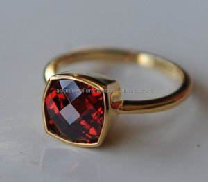 แหวนเงินแท้ 925 ประดับพลอยโกเมนควอตซ์ ชุบทองคำเวอร์เมล เหมาะสำหรับเป็นของขวัญงานแต่งงาน งานหมั้น หรือวันครบรอบ - Product Image 1